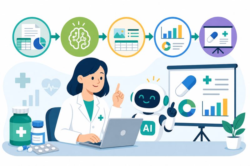 如何用 AI 一步步完成藥師簡報的資料整理與視覺化？｜藥師運用Ai進行資料呈現、簡報設計 說明圖
